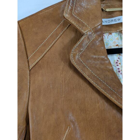 Andrew Marc New York Leather Jacket Womens Luxury Blazer Riding Classy Classic - Picture 8 of 14